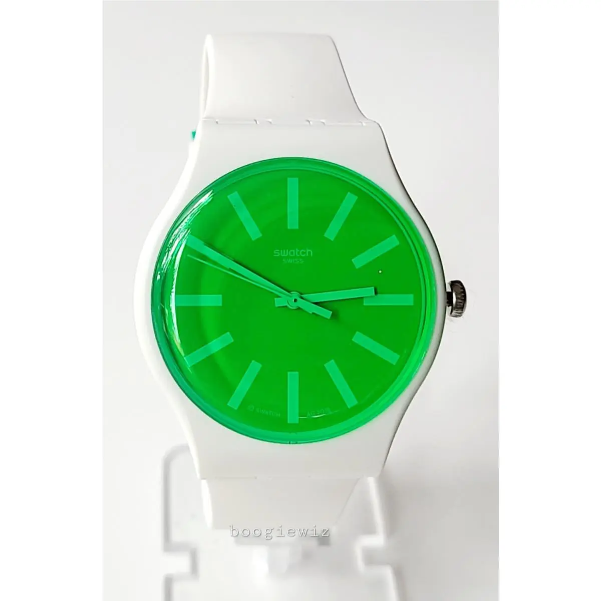 Swatch Swiss Made Model Grass Neon Silicone Band SUOW166