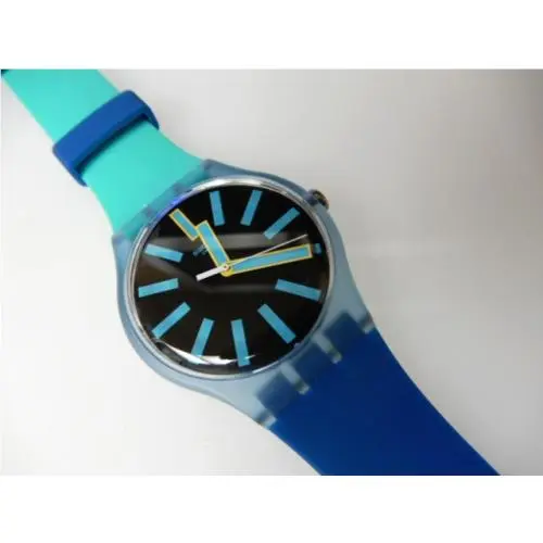 Swatch New Gents Flashwheel Gents Blue Green Swatch with Silicone Strap Nib-rare