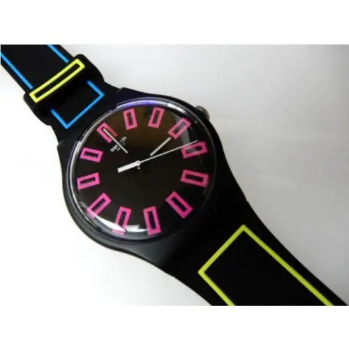 Around The Strap Stunning Neon Accents Swatch Glow Hands w Silicone Strap-nib