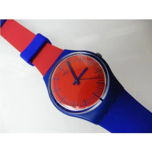 Blue Loop Swatch Red Blue Split Color Personality Watch Silicone Strap-nib