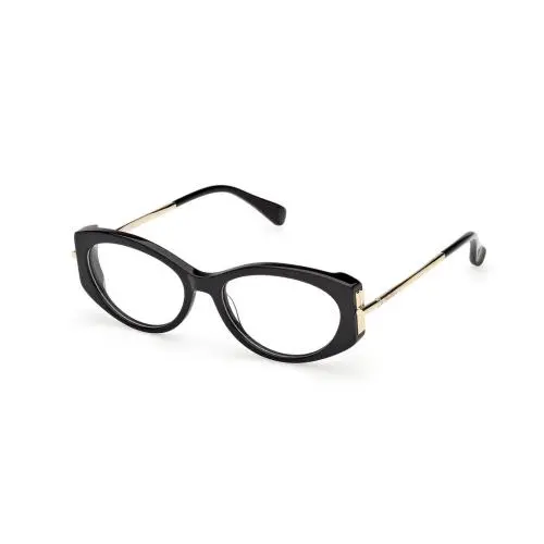 Maxmara MM5204 001 Black Cat Eye Optical Eyeglasses Designer Frame Gold Temples by Max Mara