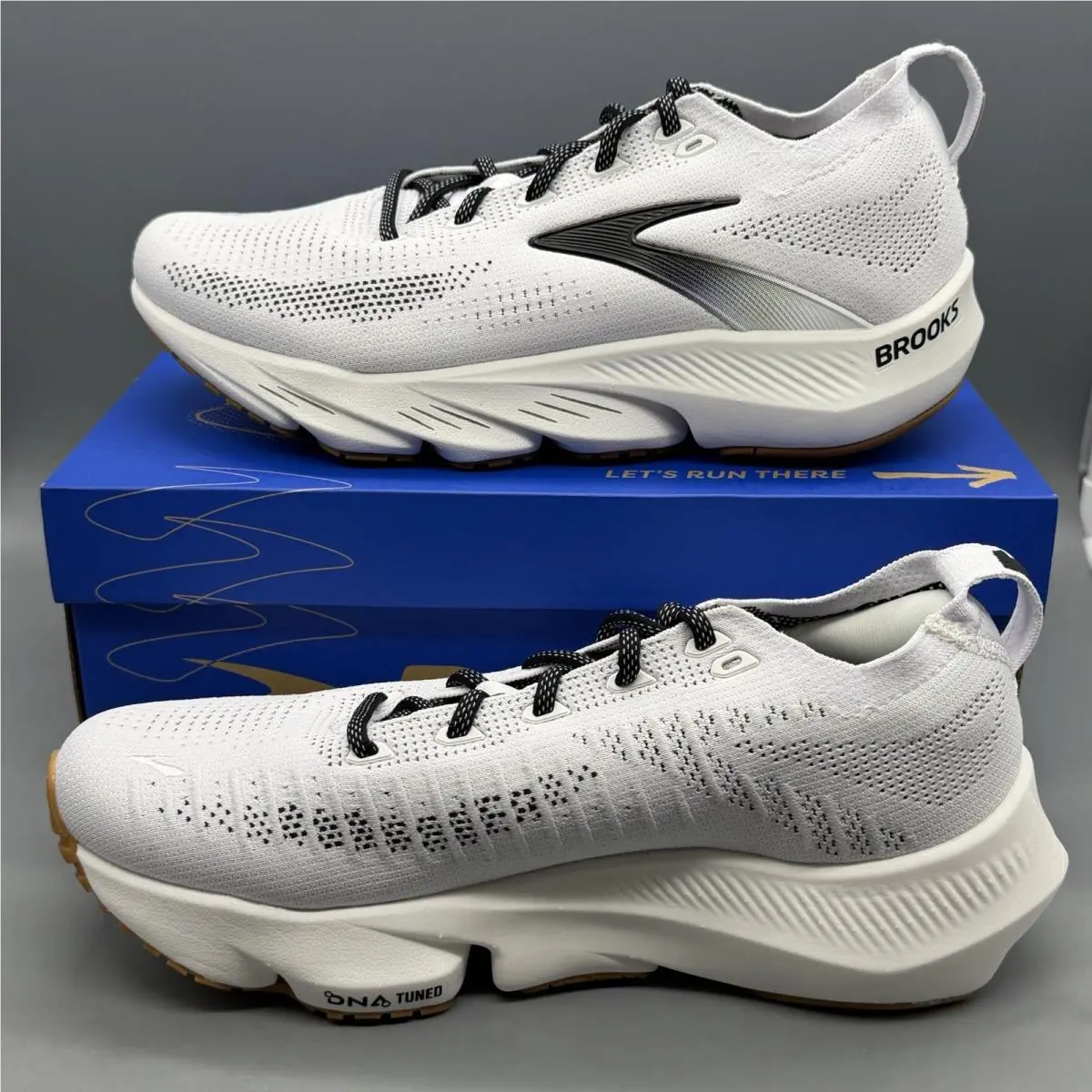 Brooks Glycerin Flex Mens 8 D Running Shoes Walking Sneakers White Black Gum