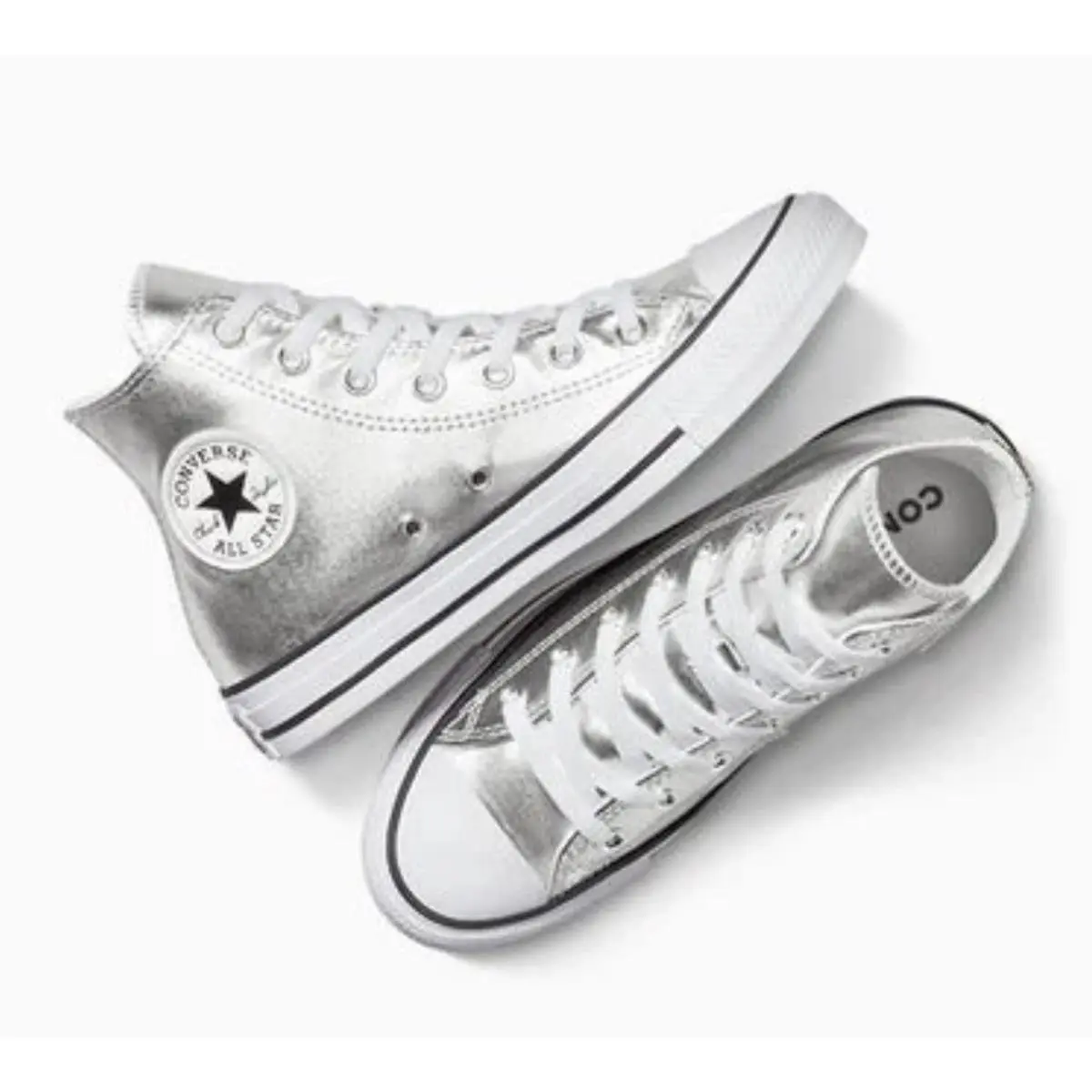 Converse Chuck Taylor All Star HI Metallic Silver A14875C Prom W 8 M 6