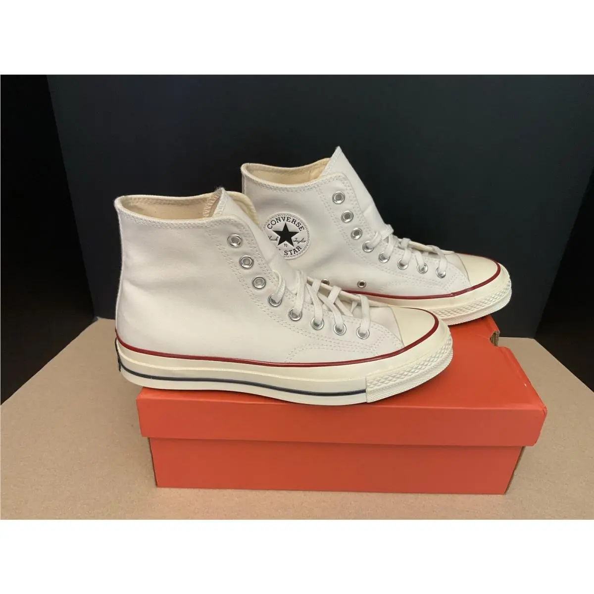 Converse Chuck 70 Hi White/garnet/egret Shoes. Size Men`s 7.5. Womens 9.5