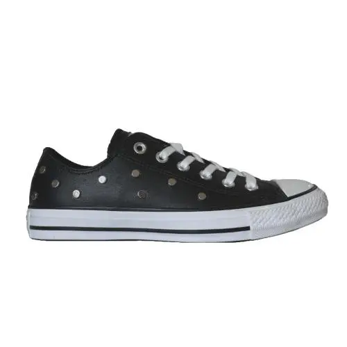 Converse Womens Ctas OX Rivets Casual Sneaker Black Leather US 7.5M
