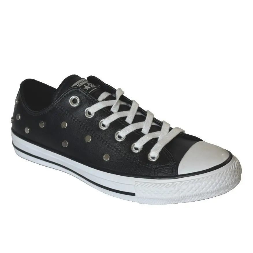 Converse Womens Ctas OX Rivets Casual Sneakers Black Leather US 7.5M