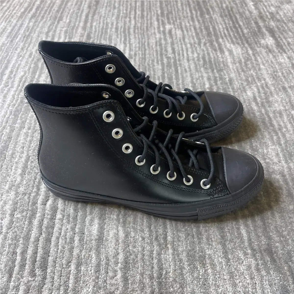 Converse Chuck Taylor All Star Shoes Womens 8.5 Black Leather Hi Top Goth