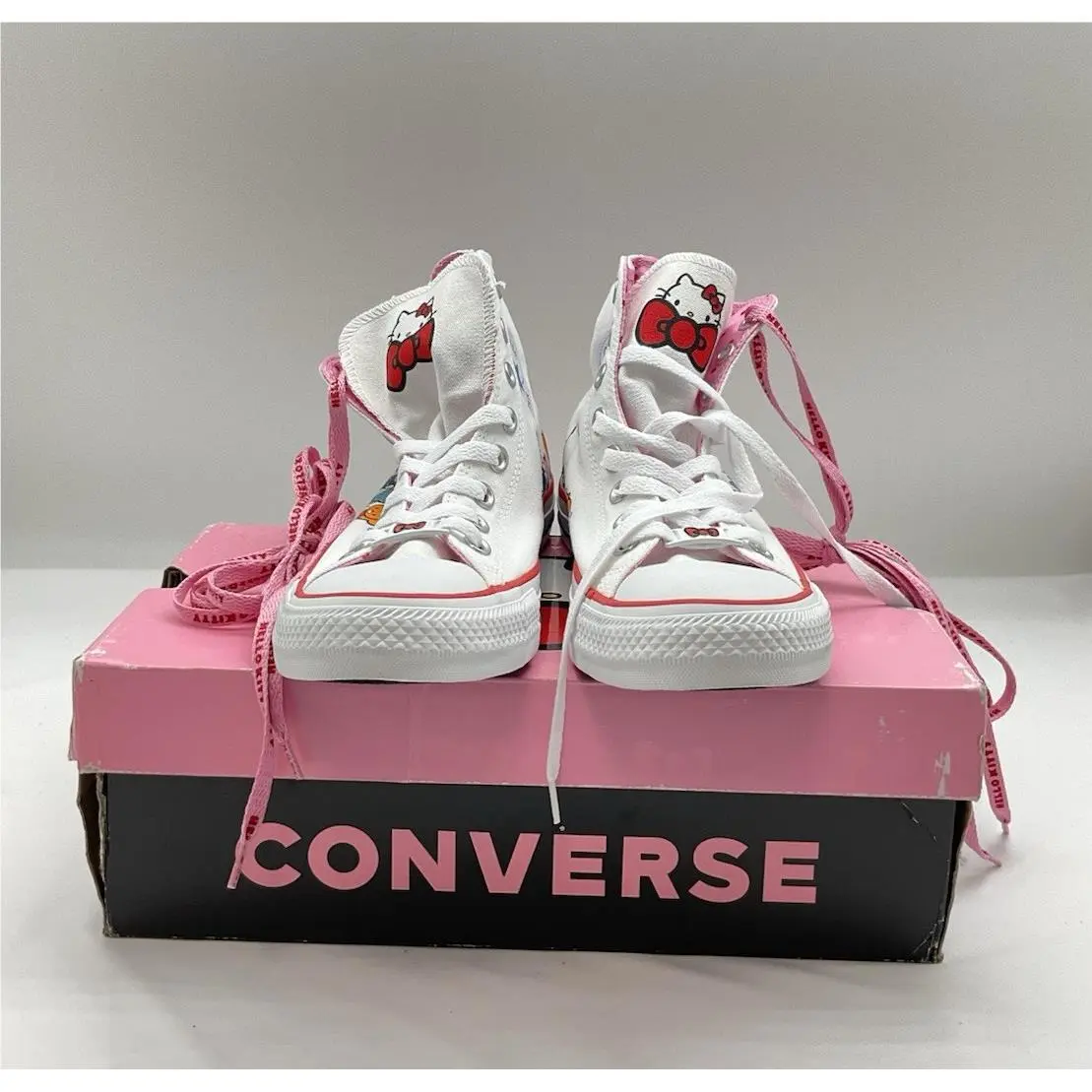 Hello Kitty High Top Converse Women`s 9 Chuck Taylor Shoes Limited Edition