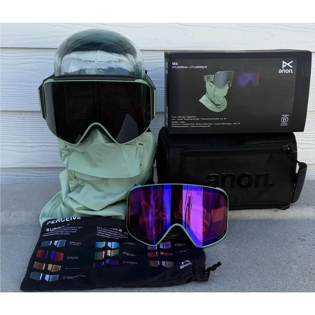 Anon M4 Cylindrical Mfi Goggles Soft Sage Perceive Sunny Onyx