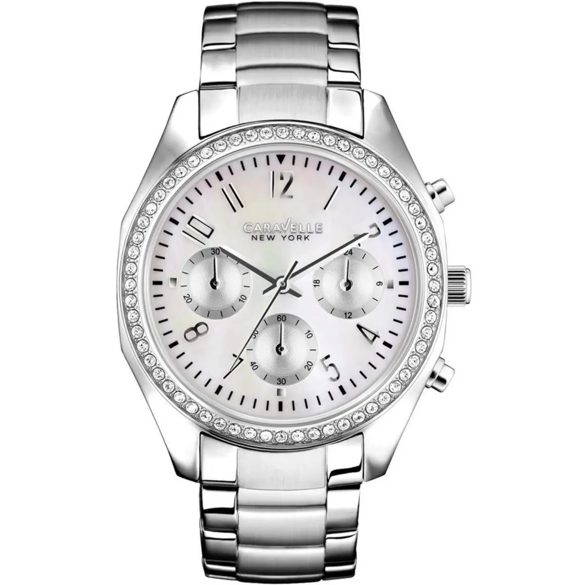 Bulova Caravelle Women`s Chrono Stainless Steel Case and Bracelet Mother Of Pearl Dial