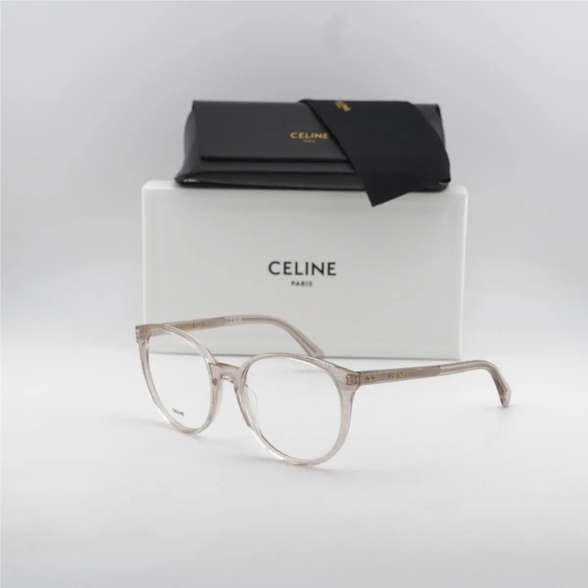 CL50077I 073 Shiny Transparent Rose Glitter 54mm Eyeglasses by Celine