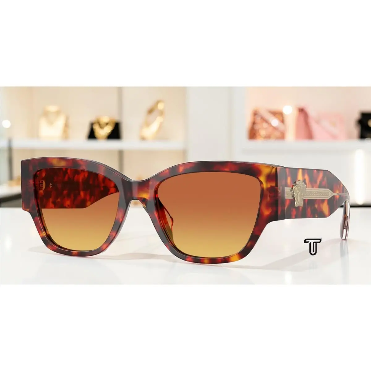 Versace VE4509U 5543T5 Red Havana Yellow Gradient Brown 55 mm Women`s Sunglasses