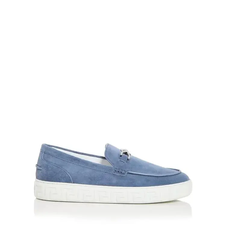 Versace Suede Hybrid Loafers Slip-on Shoes Indigo-palladium Mens 42 Eu/ 9 US
