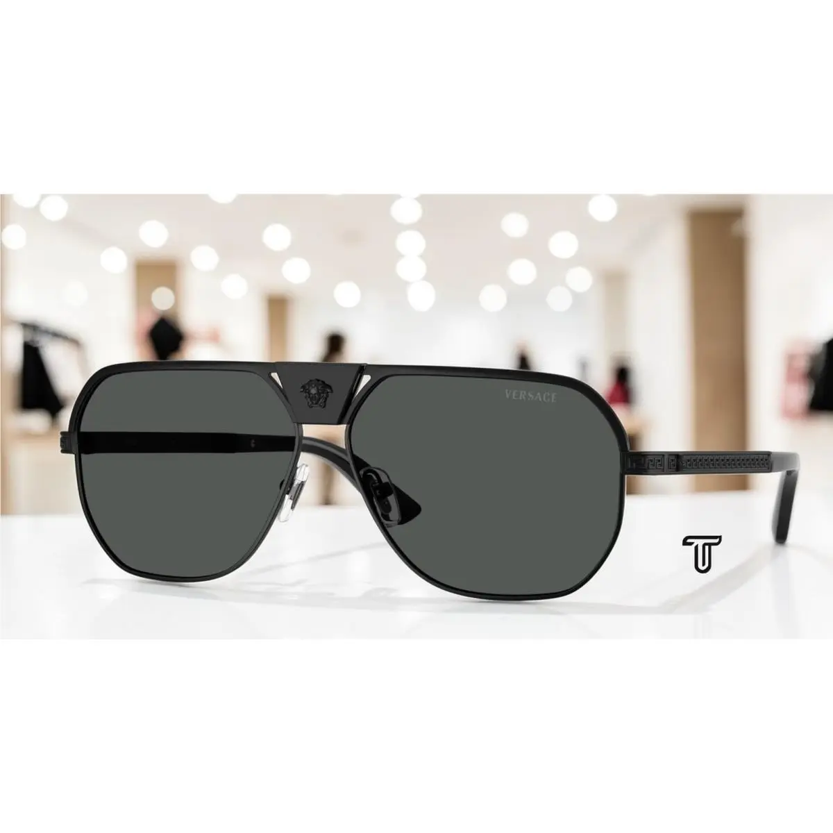 Versace VE2294 126187 Matte Black Dark Grey 61 mm Men`s Sunglasses