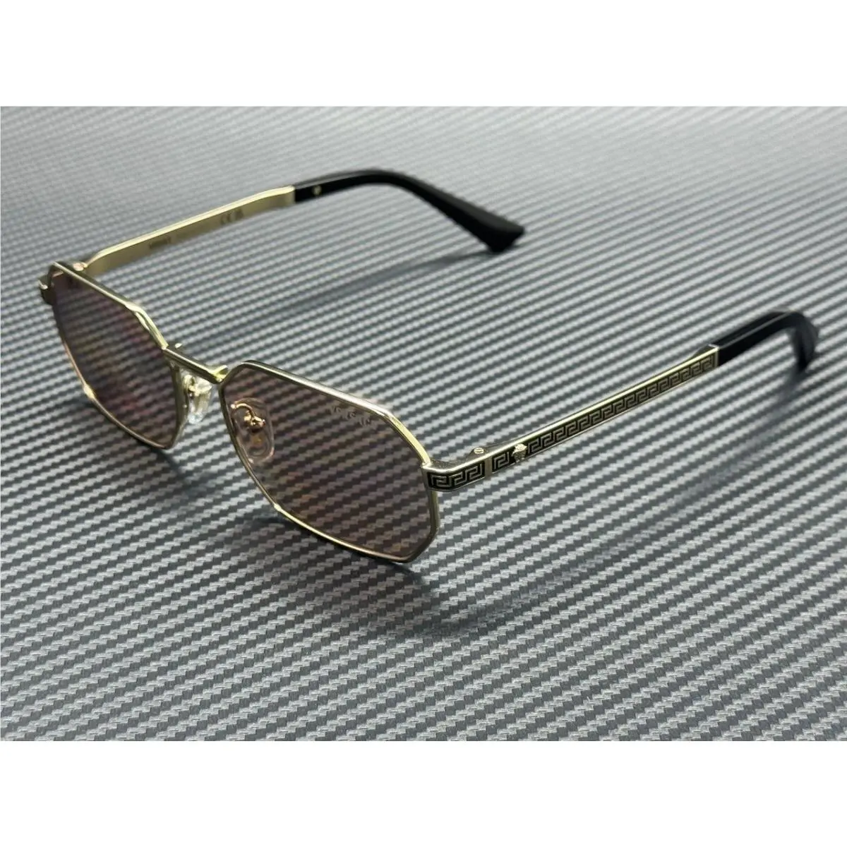 Versace VE2297 1252 5 Pale Gold Pink Mirror Silver Men`s 54 mm Sunglasses