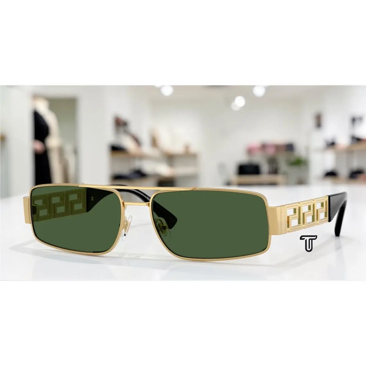 Versace VE2257 100271 Gold Dark Green 60 mm Men`s Sunglasses