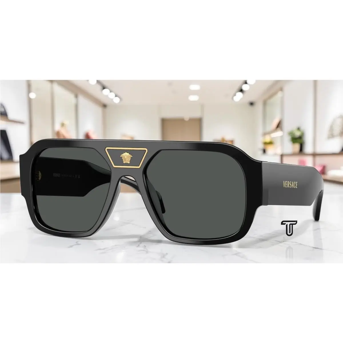 Versace VE4508U GB1 87 Black Dark Grey 56 mm Men`s Sunglasses