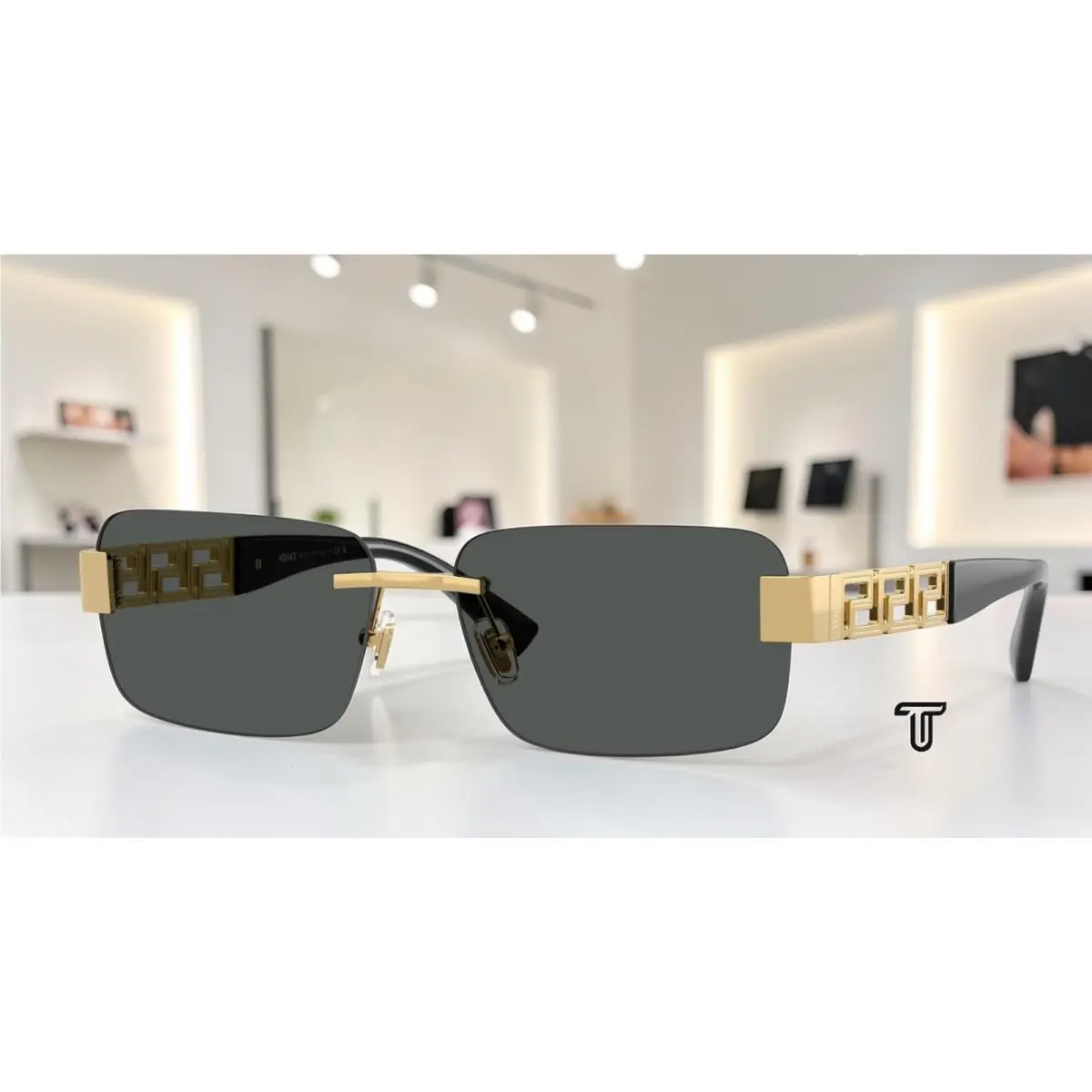 Versace VE2298 100287 Gold Dark Grey 58 mm Men`s Sunglasses