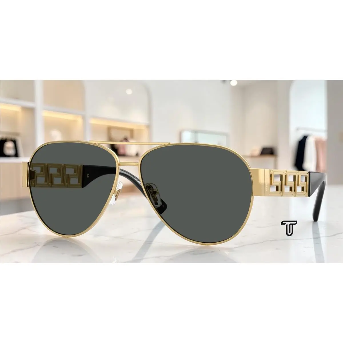 Versace VE2289 100287 Gold Dark Grey 61 mm Men`s Sunglasses