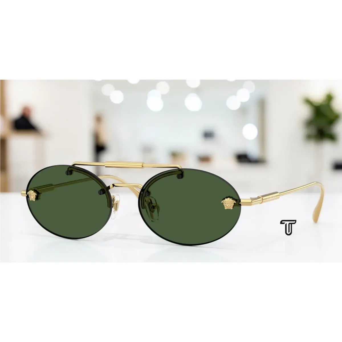 Versace VE2295 100271 Gold Dark Green 56 mm Women`s Sunglasses