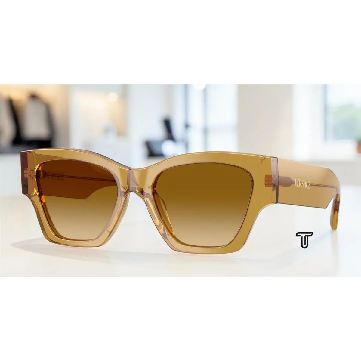 Versace VE4492U 53472L Transparent Honey Yellow Grad Brown 53mm Women Sunglasses