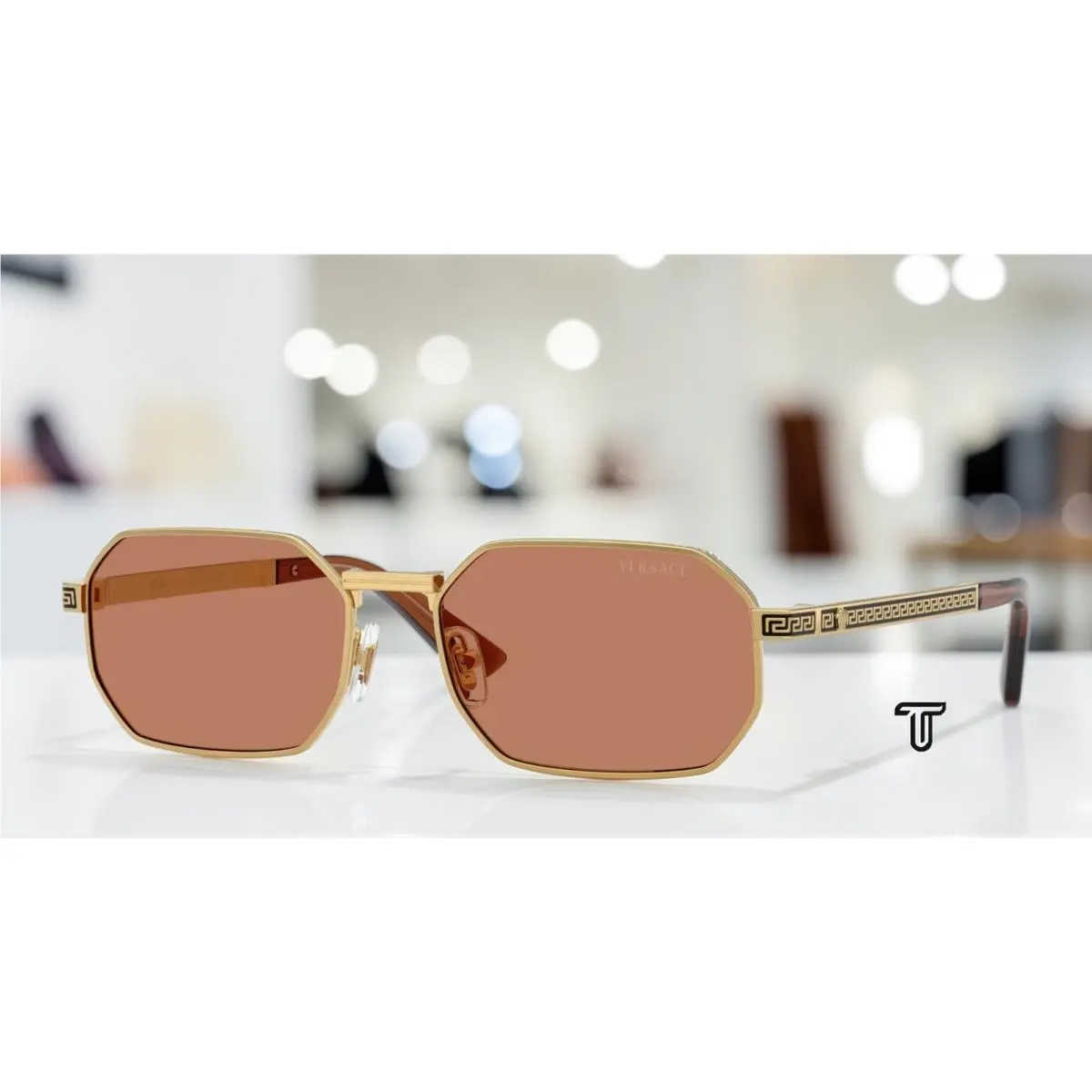 Versace VE2297 100273 Gold Brown 54 mm Men`s Sunglasses