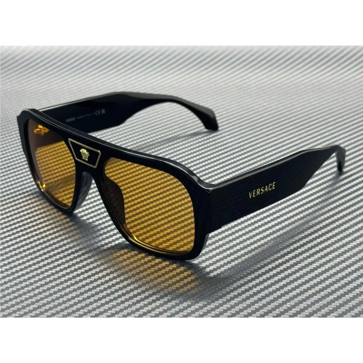 Versace VE4508U GB1 7 Black Orange Men`s 56 mm Sunglasses