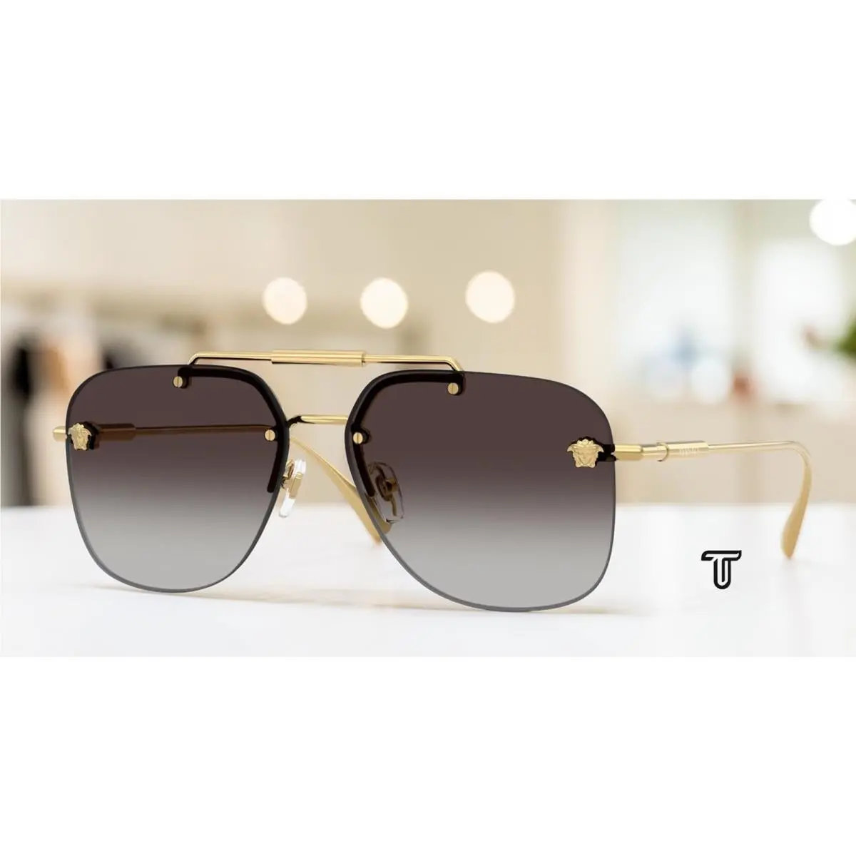 Versace VE2296 100284 Gold Grey Gradient 60 mm Women`s Sunglasses