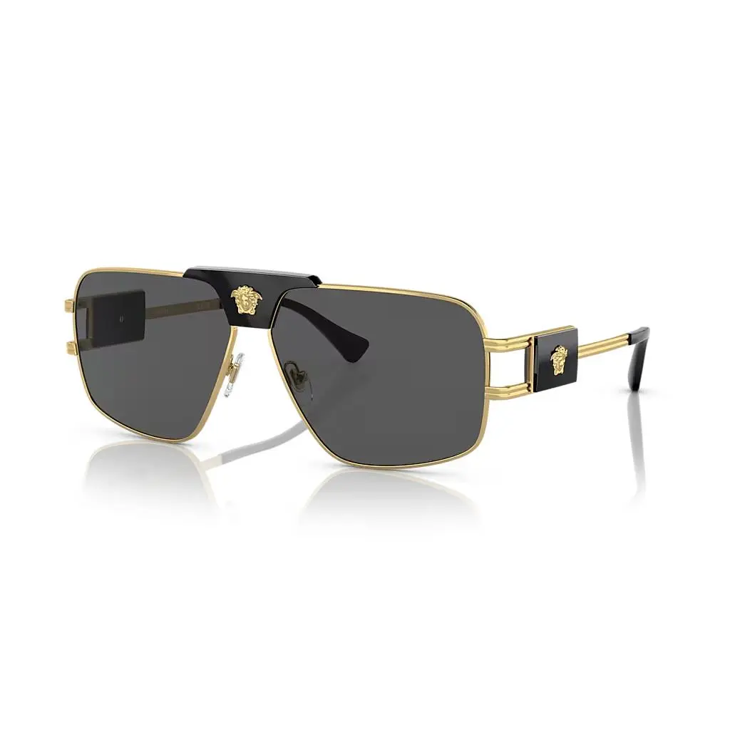 Versace VE2251 Gold Square Sunglasses Dark Grey Lens