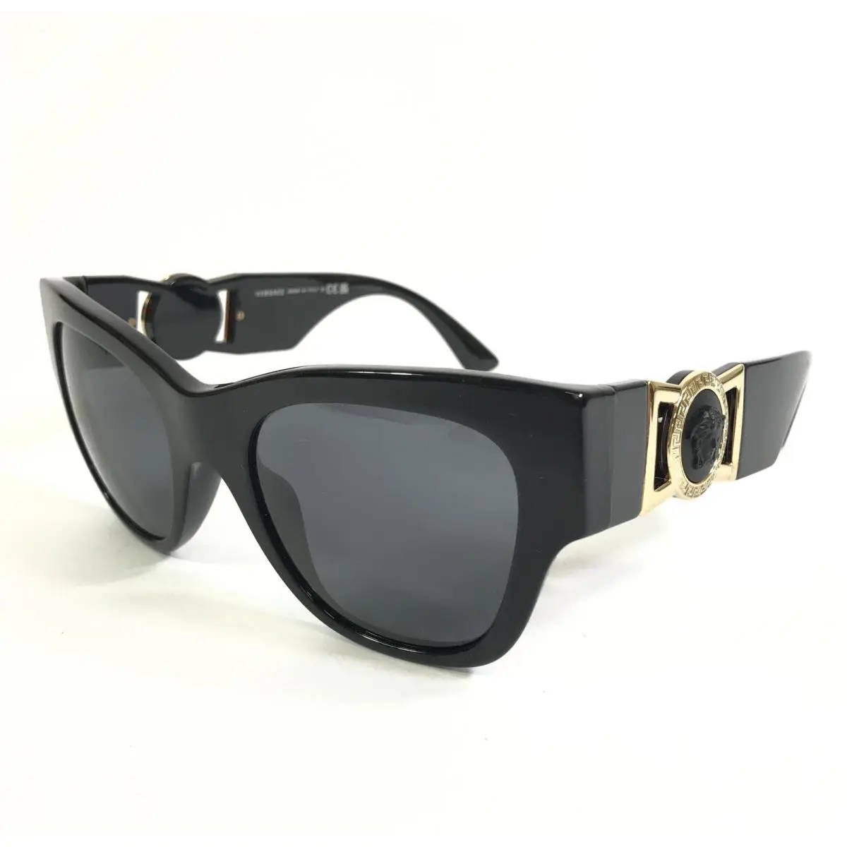 Versace Sunglasses MOD.4415-U GB1/87 Black Gold Oversized Cat Eye w/ Gray Lenses
