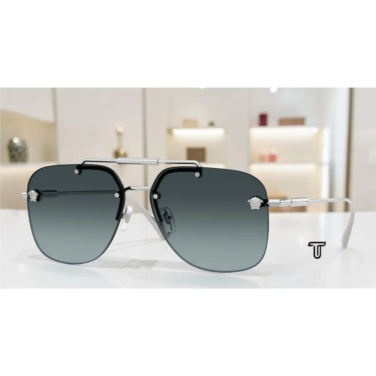 Versace VE2296 1000V1 Silver Blue Gradient Grey 60 mm Women`s Sunglasses