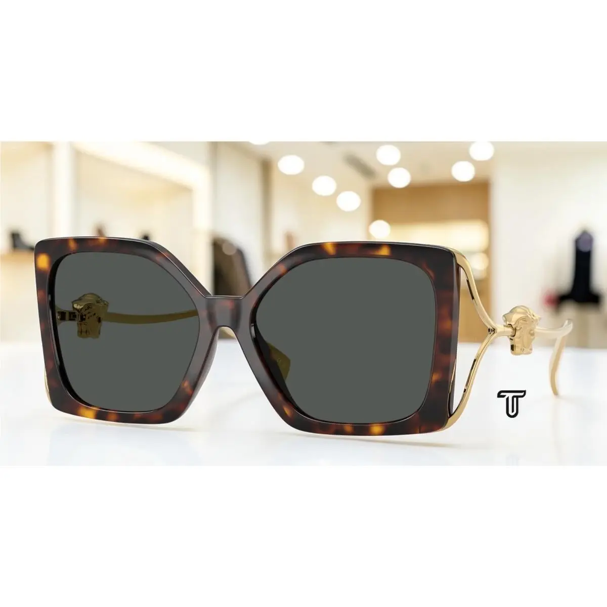 Versace VE4502U 108 87 Havana Dark Grey 58 mm Women`s Sunglasses
