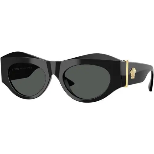Versace VE4477U GB1/87 Oval Sunglasses 52mm Black / Dark Grey Lens
