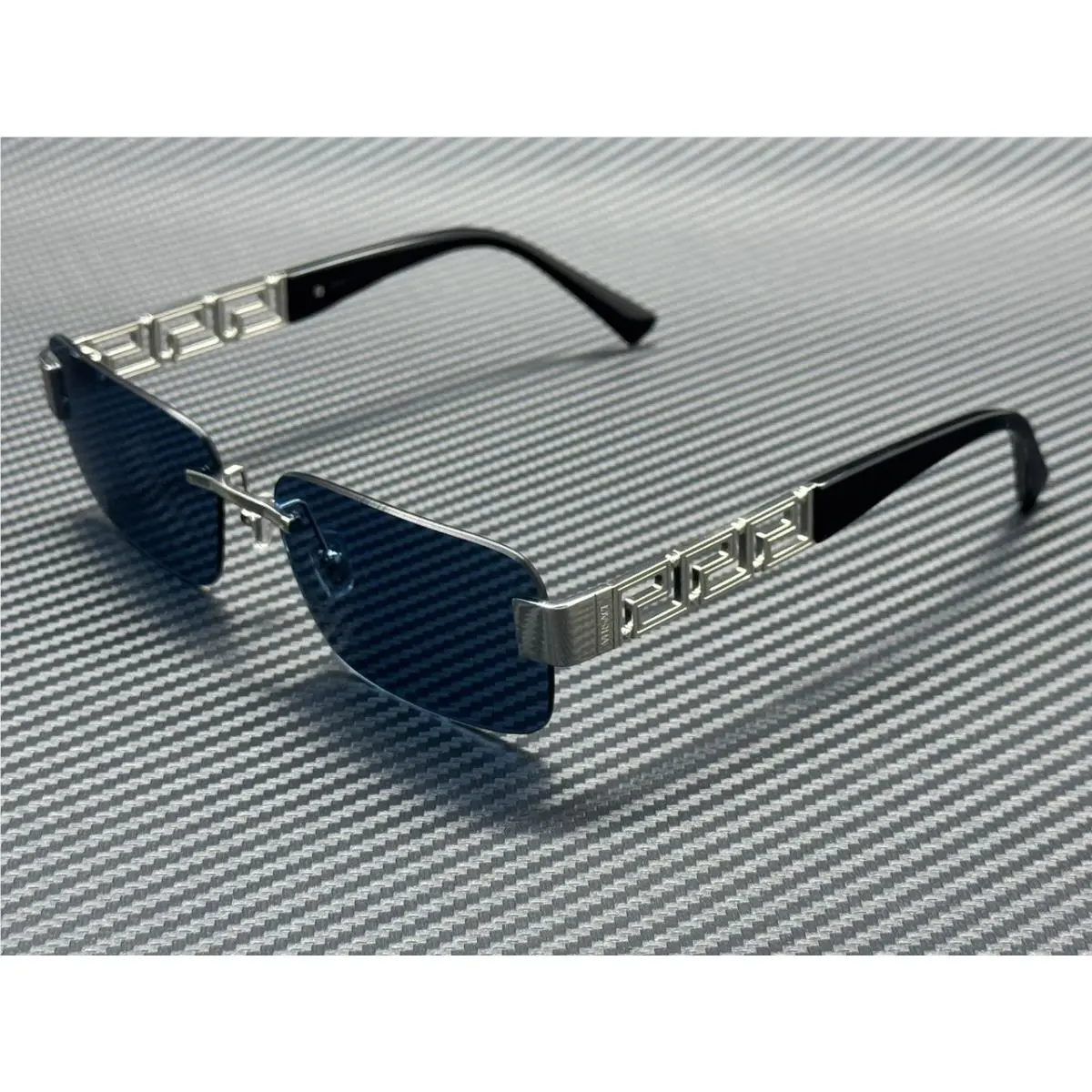 Versace VE2298 100180 Silver Dark Blue Men`s 58 mm Sunglasses
