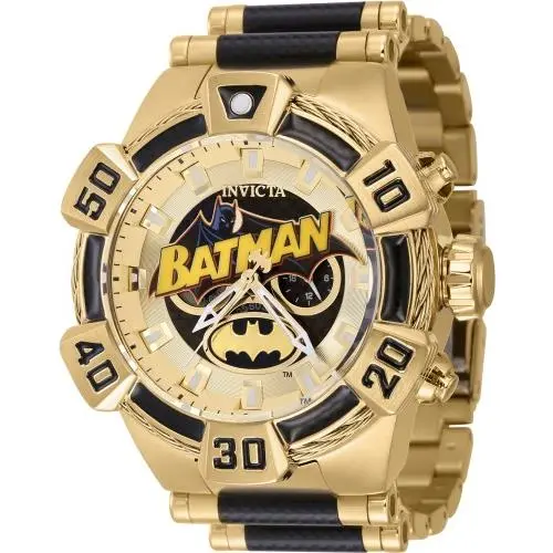 DC Comics Batman L.e. Chronograph Men`s Black Gold Tone SS Watch 52mm by Invicta