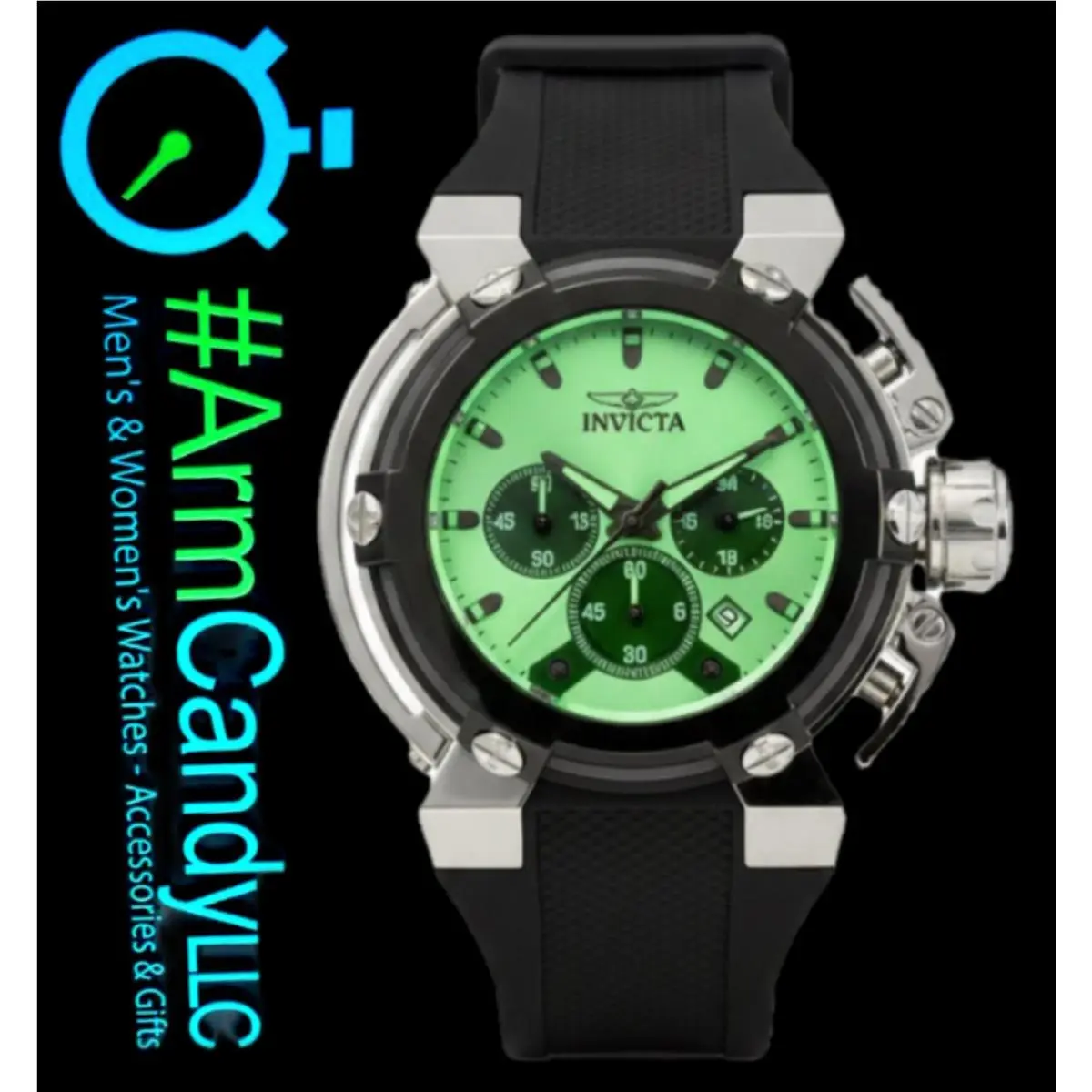 Invicta Coalition Forces X-wing Men`s 46mm Green Tint Crystal Chrono Watch 49144