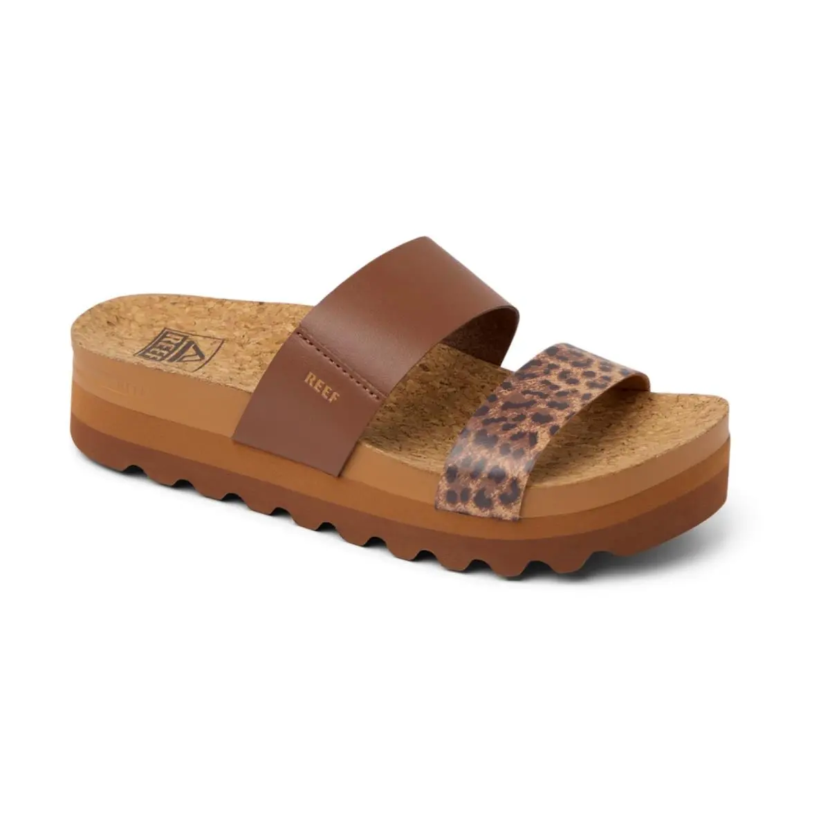 Reef Cushion Vista Hi Women`s Comfort Platform Sandals Brown/leopard - 11 Medium