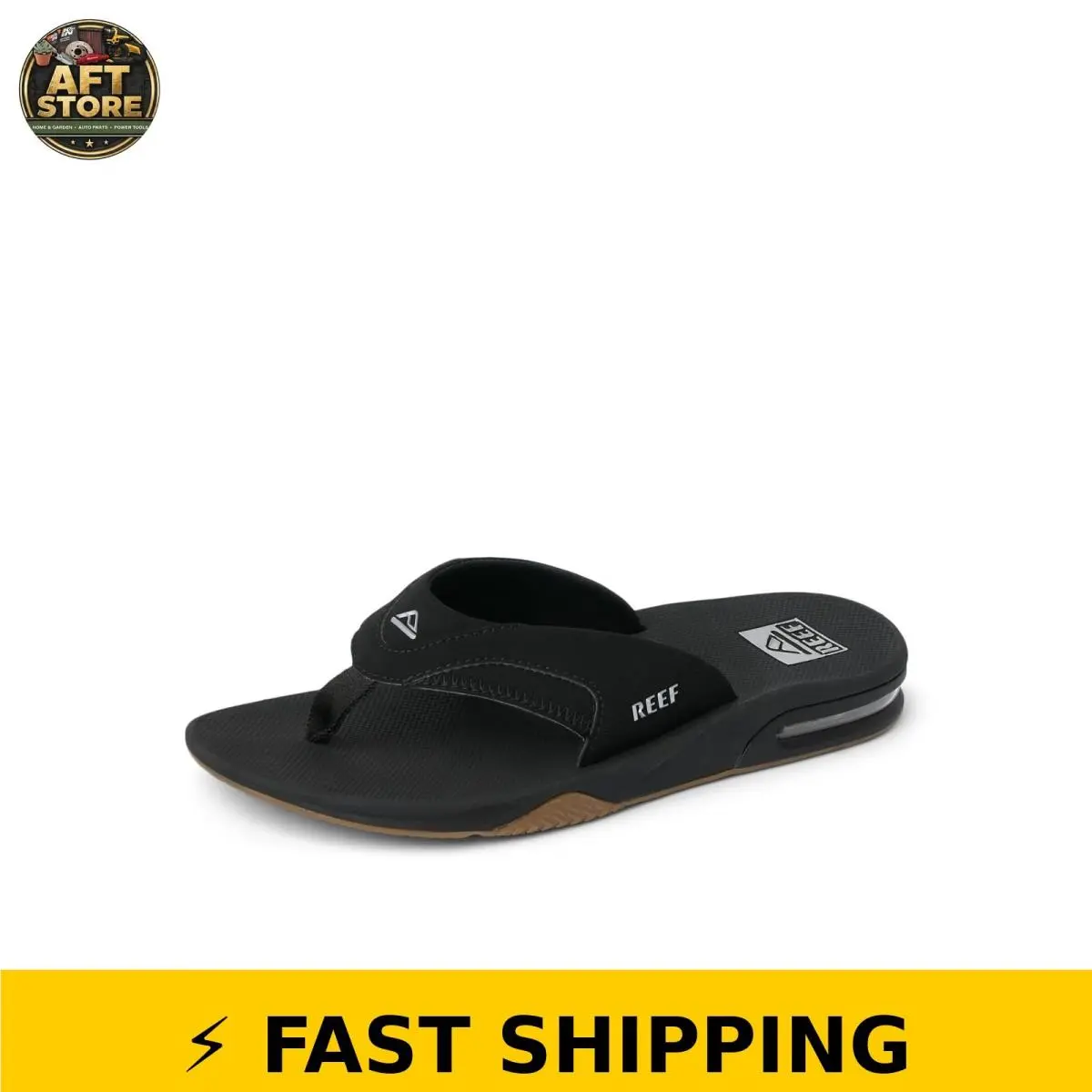 Fanning Mens Flip Flop Sandal - Black/silver - Size 10 by Reef