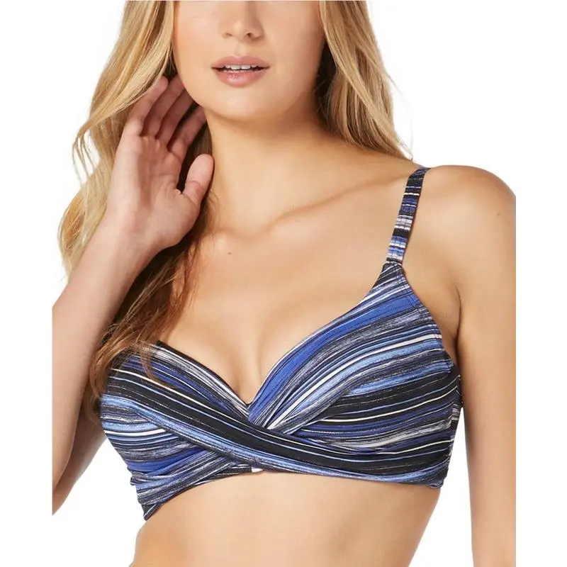 Coco Reef Women`s Striped Contours Bikini Top Blue/black 40C