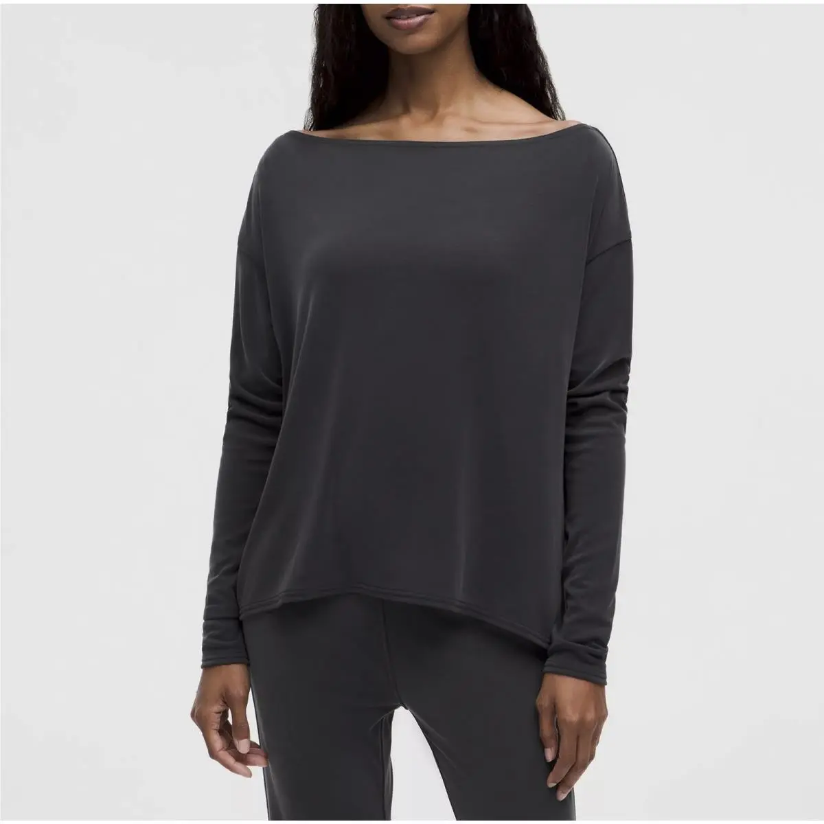 Lululemon Black Drapey Softstreme Off The Shoulder Long Sleeve Top Xxs