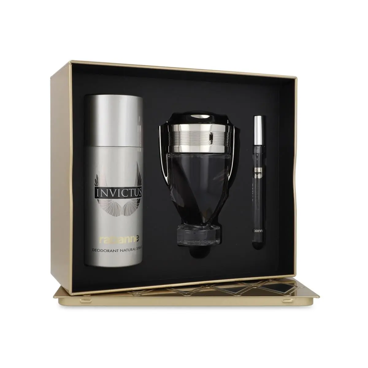 Paco Rabanne Invictus M 3Pc Set: 3.4 Oz Edt Spray + 0.34 Oz Edt Travel