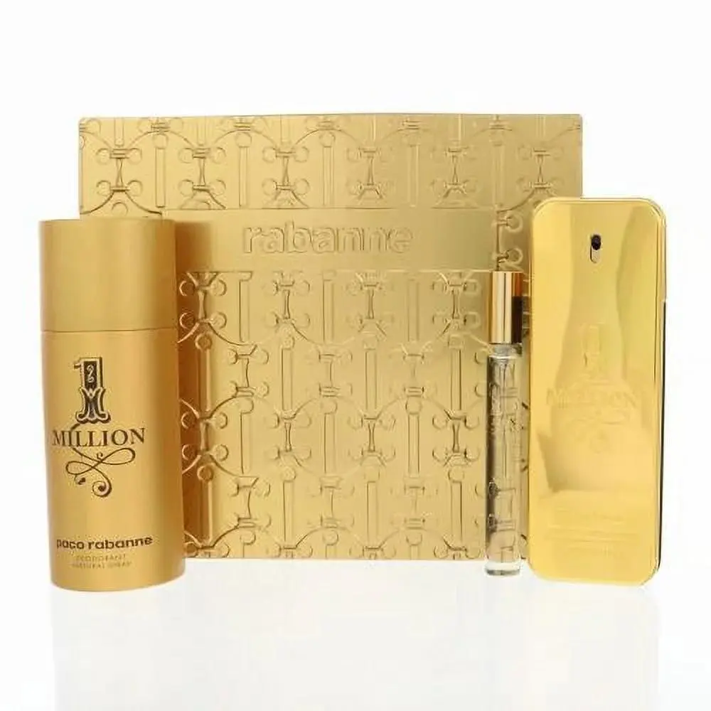 Paco Rabanne 1 Million Men 3 Piece Gift Set - 3.4 Oz Eau De Toilette Spray By