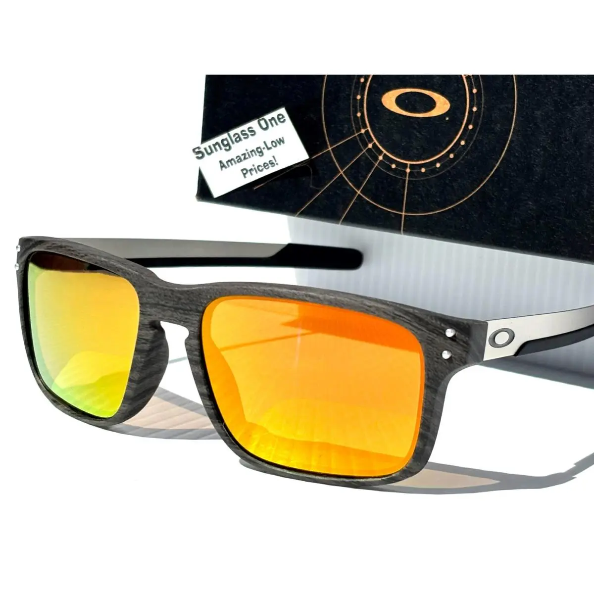 Oakley Holbrook Mix Woodgrain Polarized Galaxy Orange Lens Sunglass 9384