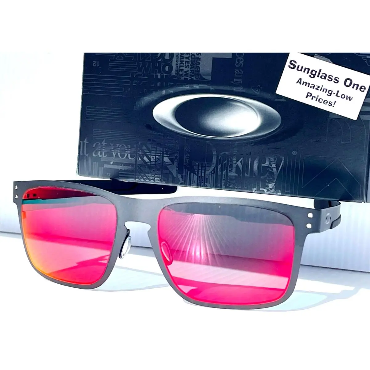 Oakley Holbrook Metal Matte Black Polarized Galaxy Magenta Sunglass 4123