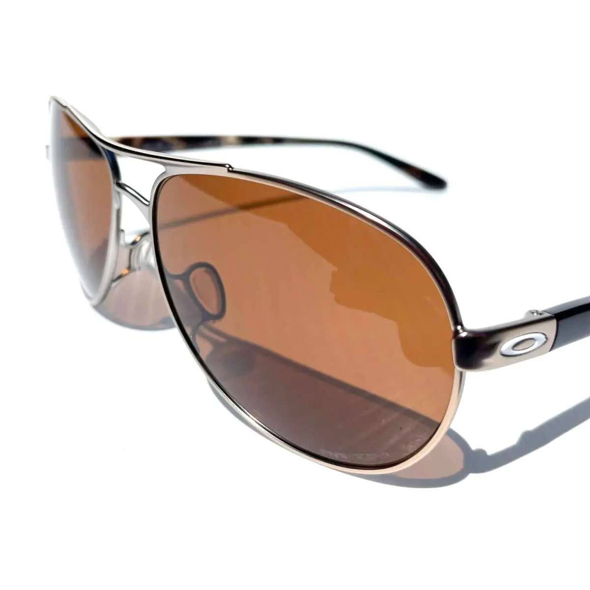 Oakley Feedback Satin Chrome Aviator Prizm Bronze Lens Sunglass 4079-47