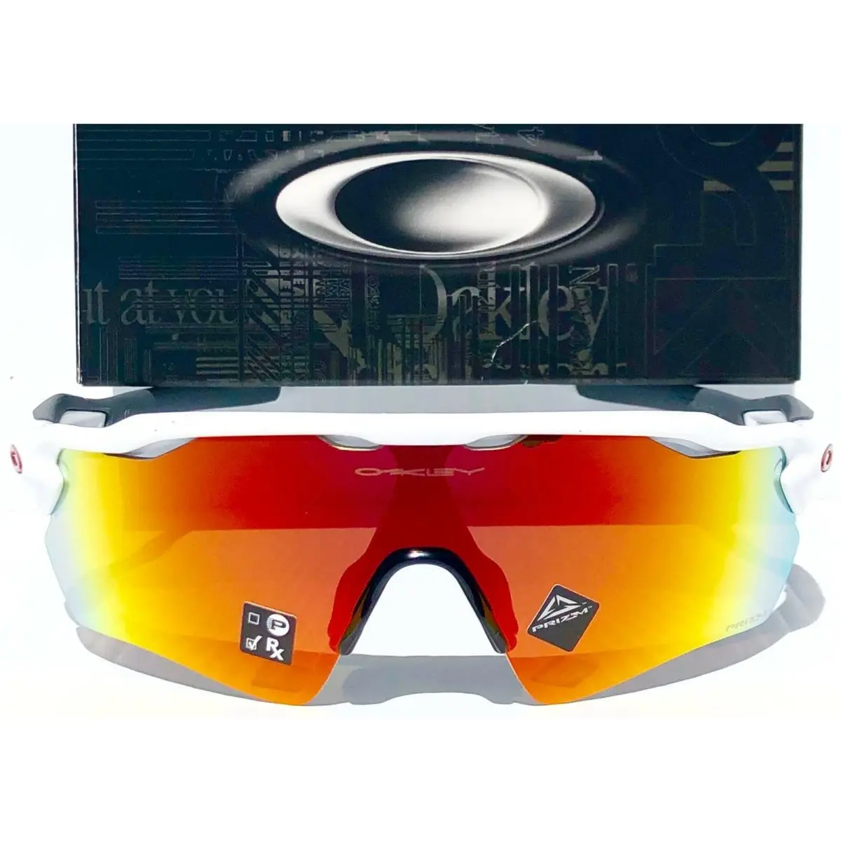 Oakley Radar EV Path White Bike w Prizm Ruby Sunglass 9208-72