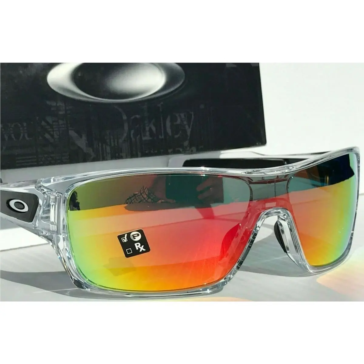 Oakley Turbine Rotor Clear Black Polarized Galaxy Ruby Lens Sunglass 9307