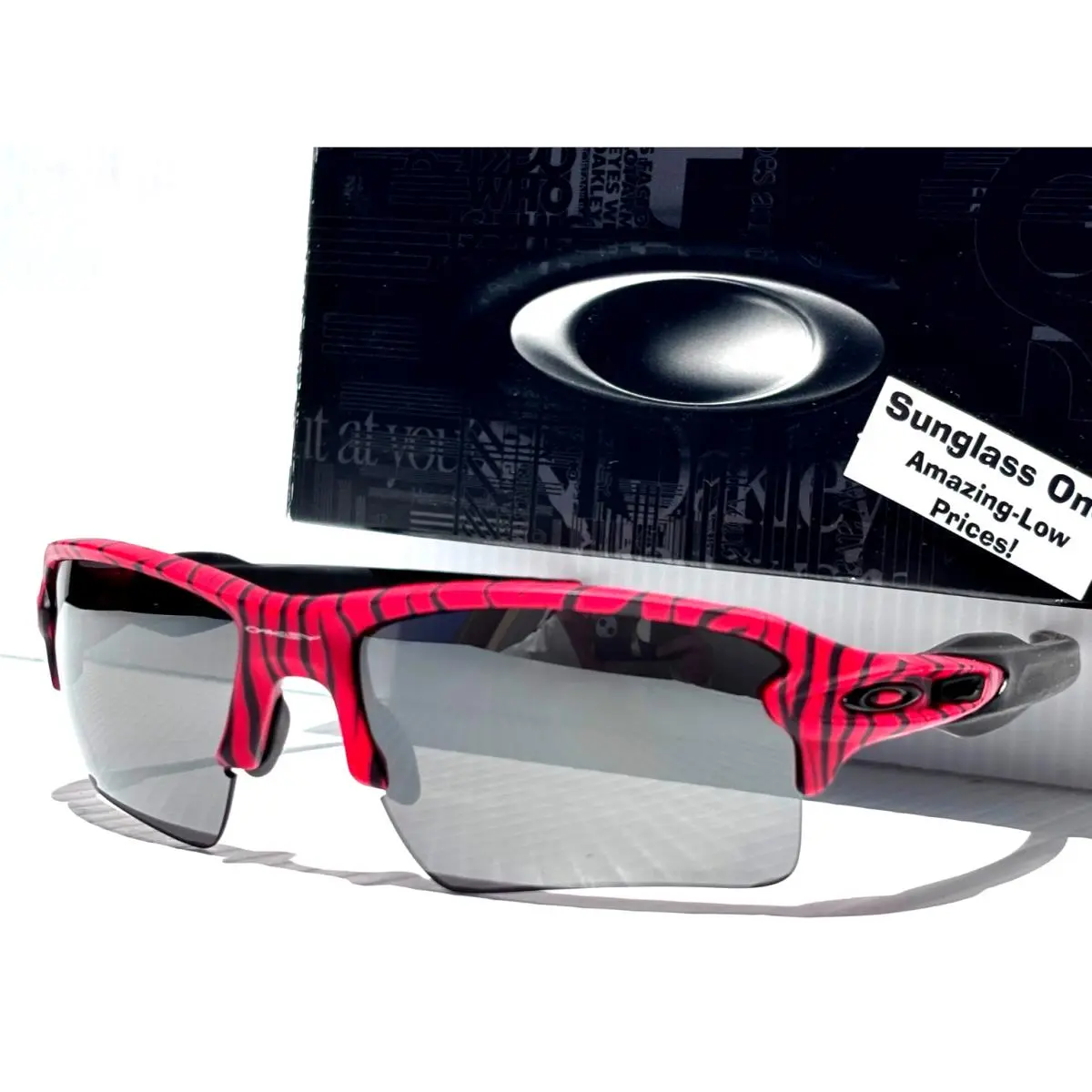 Oakley Flak 2.0 XL Red Tiger Stripes Prizm Black Lens Sunglass 9188-H2