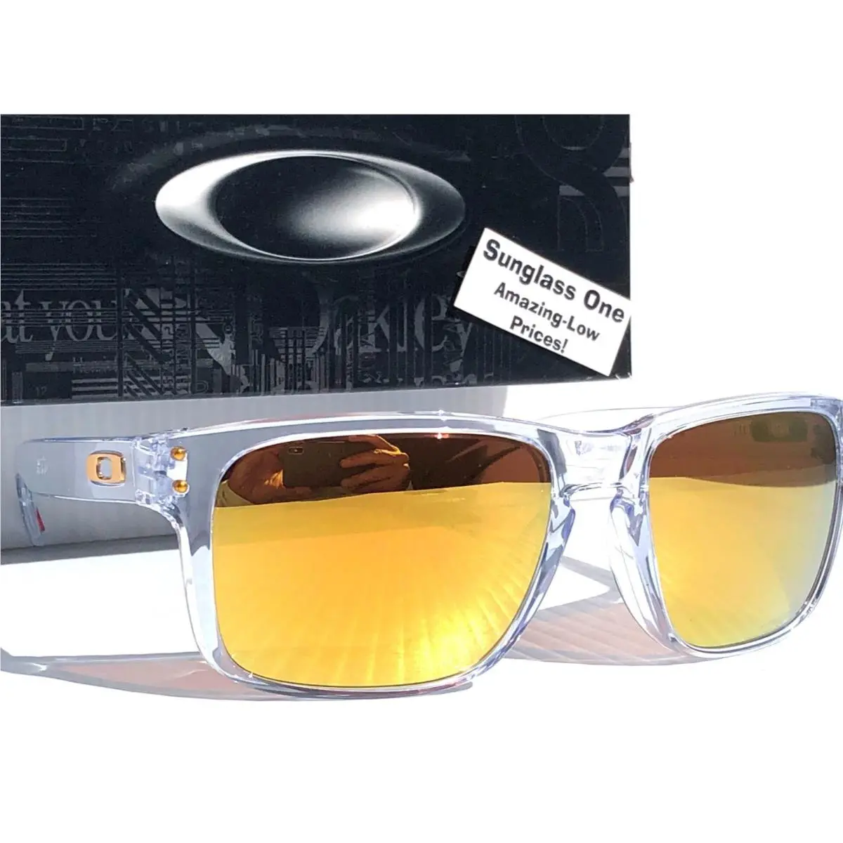 Oakley Holbrook Shiny Clear Prizm Polarized 24k Gold Lens Sunglass 9102-AD