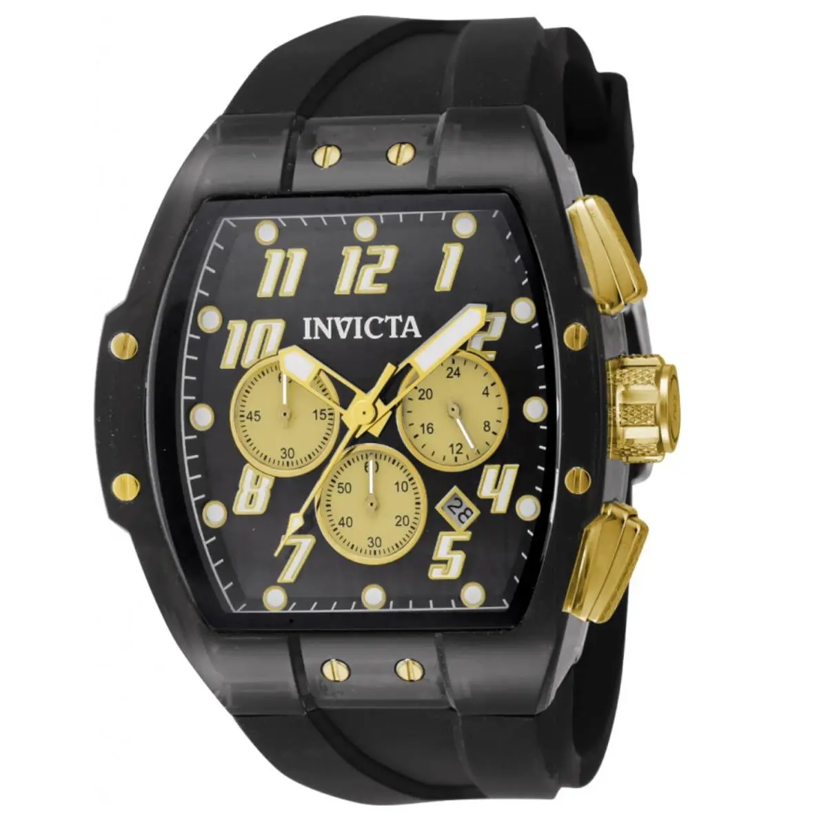 Invicta S1 Rally Vortce Black Gold Chronograph Men`s 47mm Ultralight Watch 49982